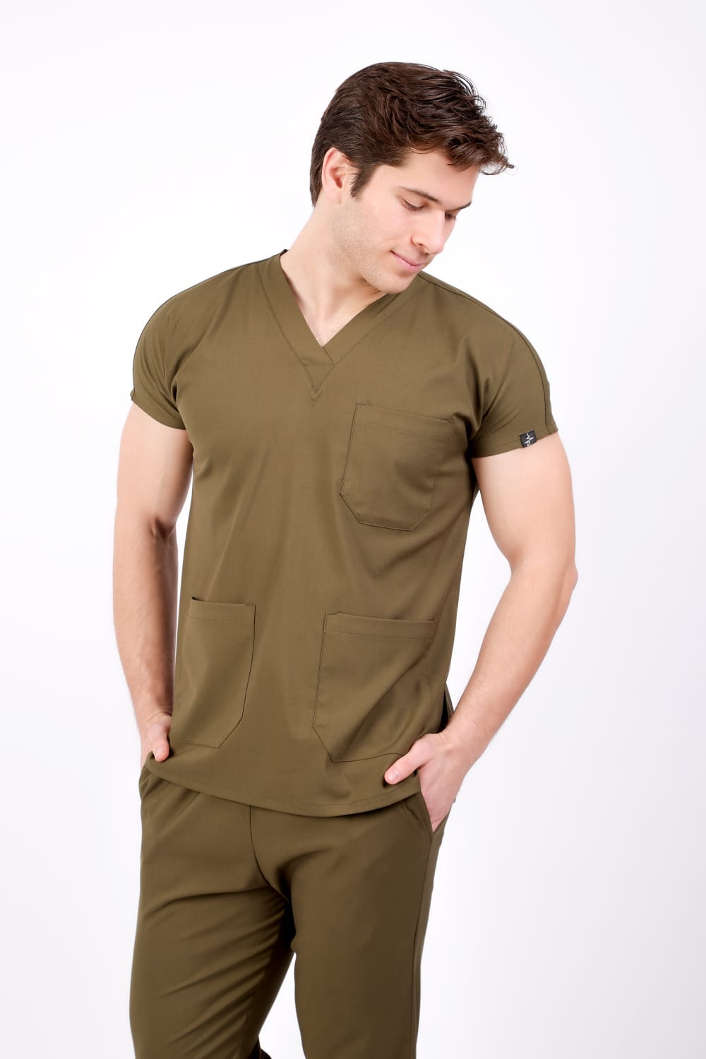 Erkek%20likralı%20haki%20scrubs%20takım
